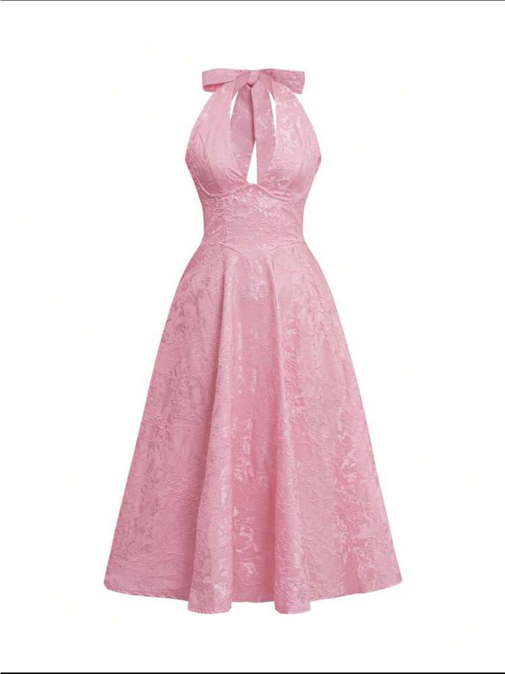SHEIN Pink One-Shoulder Halter Fit-and-Flare Dress